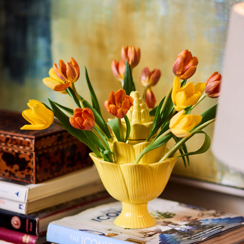Vase de table en céramique 10 ", Jaune