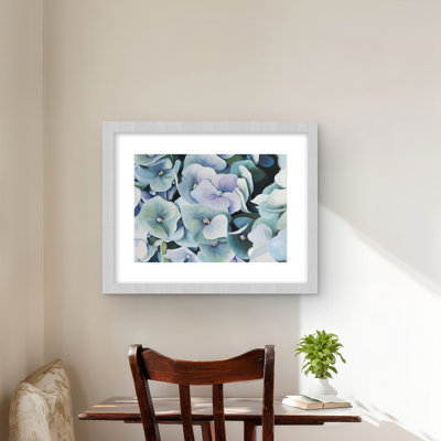 Hortensia - rustique mauve, encadré, imprimé mat