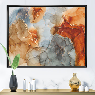 " Brown And Gray Luxury Abstract Fluid I " Painting Print