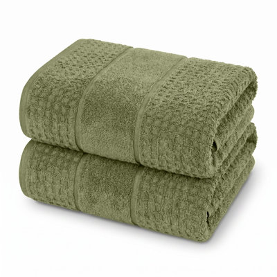  Ensemble de serviettes de bain en coton Zero-Twist - Texture gaufrée nid d'abeille - Séchage rapide