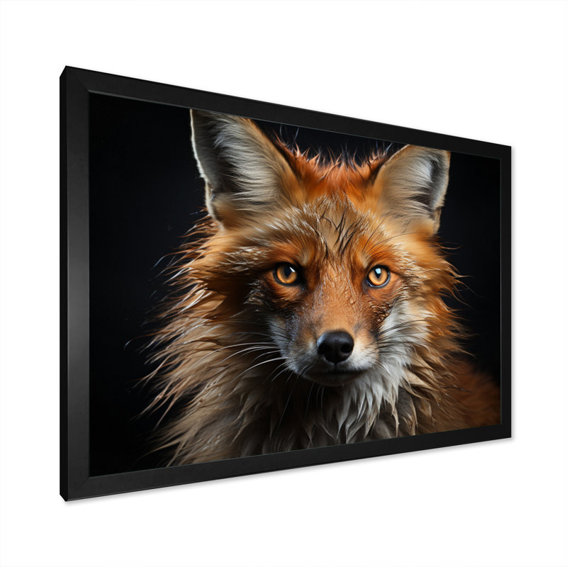 Bethe " Fox Portrait ", Black Single Picture Framed, 12" H x 20" W x 1" D