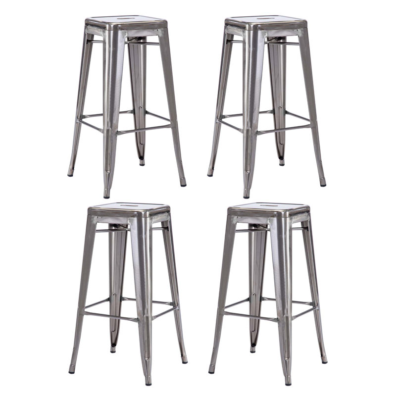 Stainless Steel Outdoor Stool, Metallic Silver