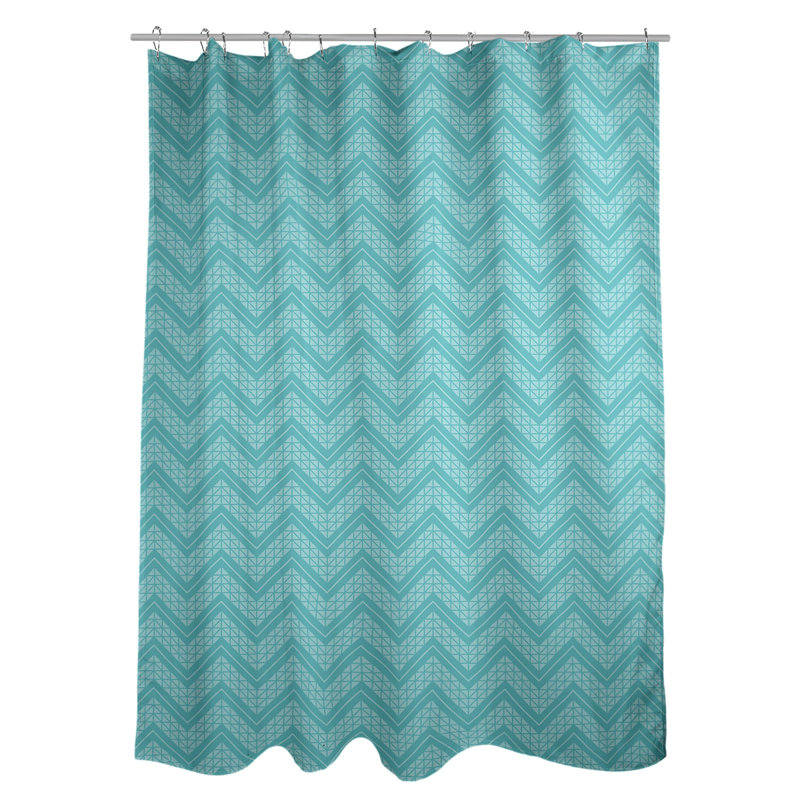 Rideau de douche simple à chevrons à la main classic, Bleu sarcelle