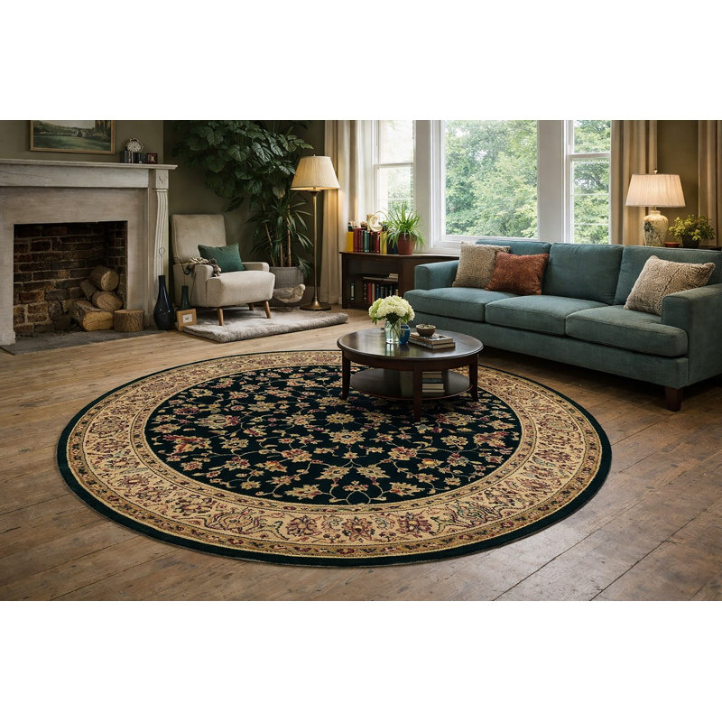 Tapis d'intérieur floral Safira, Rond 5 pi 3 po