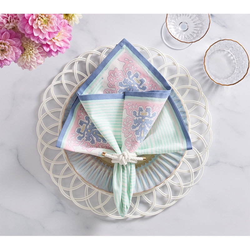 Filigree Napkin, White/Sorbet