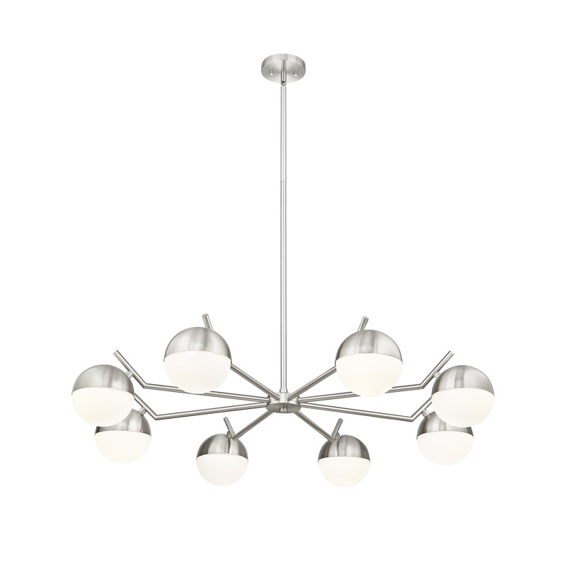 Lustre 8 lumières Trombetta en noir mat, Nickel brossé