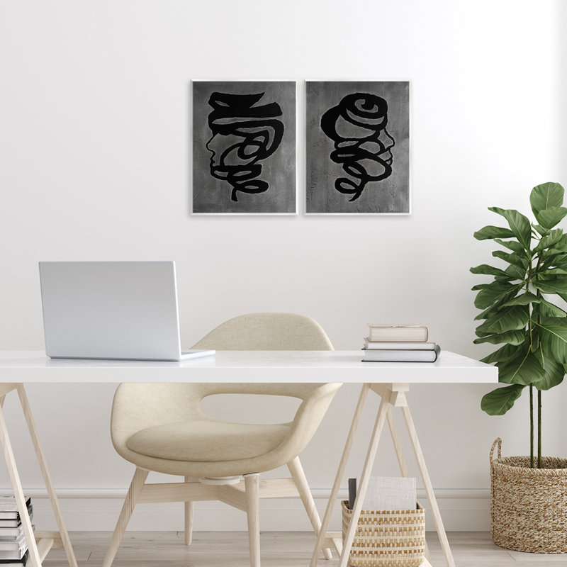 Ensemble de 2 plaques murales Coil Portraits on Grey, design par Vanna Lam