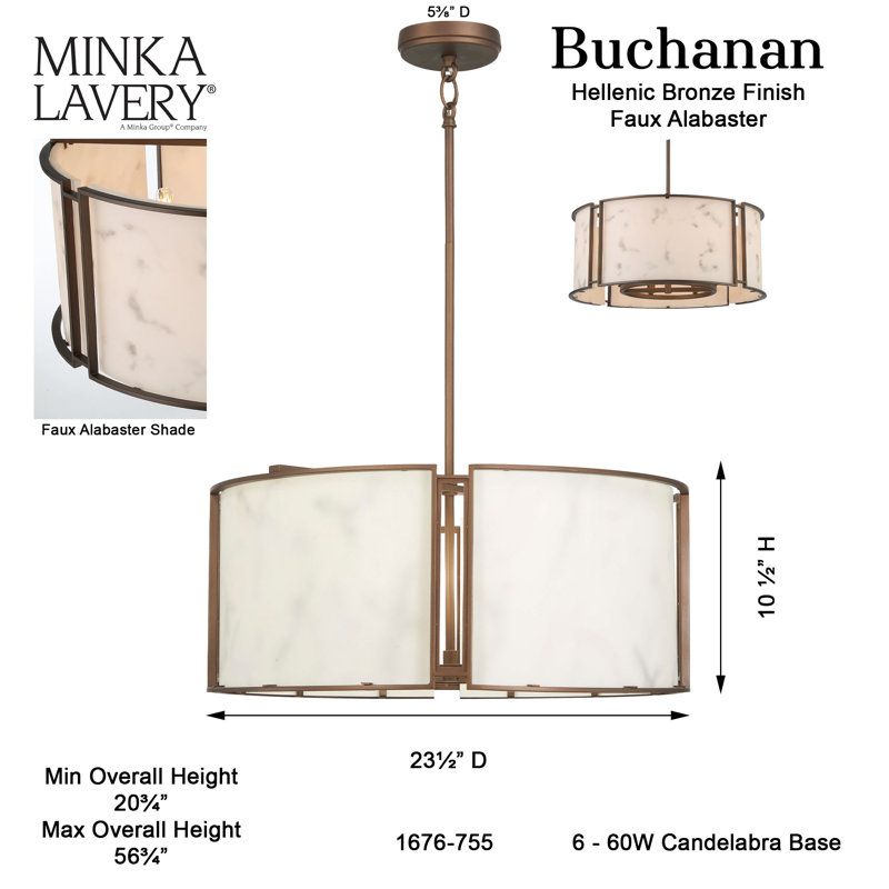 6 - Light Chandelier Pendant