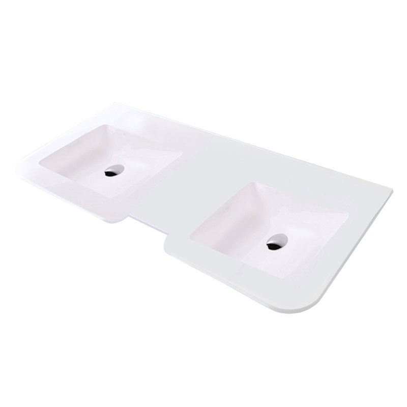 Kubitop 60'' L Bathroom Sink, Matte White, Wall Mounted Faucet