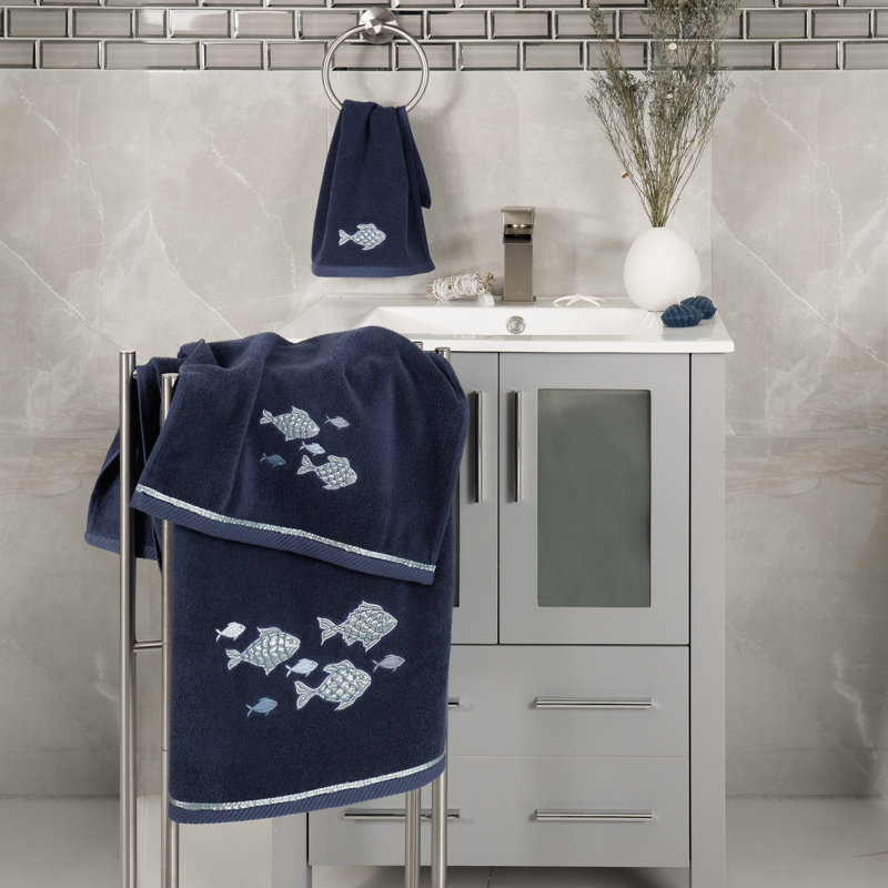 Ensemble de serviettes en coton turc 2 pièces Figi, Marine