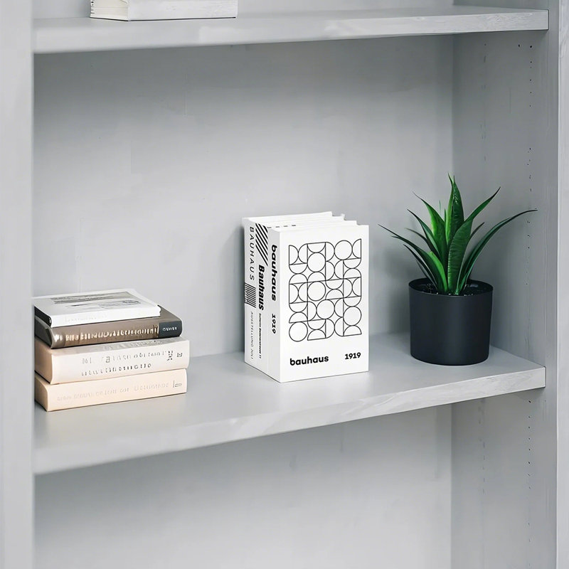 Black and White Decorative Books Set of 3,  Faux Book with Geometric Pattern for Bookshelf, Tabletop, Hotel Display and Photo Styling