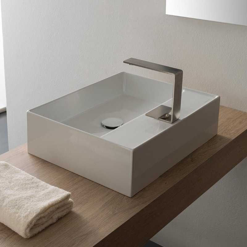 Scarabeo By Nameeks 15.1'' White Ceramic Rectangular Bathroom Sink with Overflow, One Hole