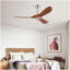 Ventilateur de plafond en bois massif 52 po, extérieur, 3 pales, sans lumière, noyer, pour porche de chambre à coucher pour patio, télécommande, résistant à l'eau