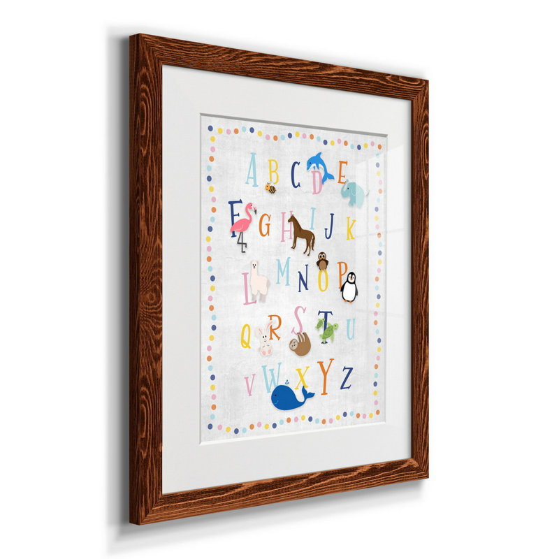 Animal Alphabet - Reproduction d'art graphique sur papier encadré, H 20 po x l 17 po x P 1,5 po, Érable