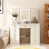 Anietra 9-Drawer Vanity With 3-Mirror