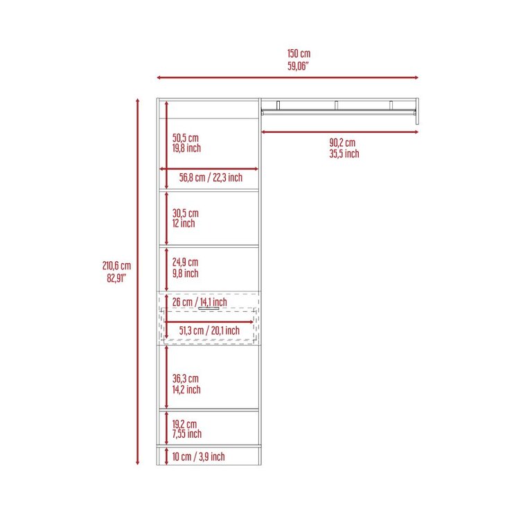 Hold N Storage 3-Shelf Hanging Closet Storage Room Organizer with Metal Rod, Grey, Size: 11 W x 21 D x 14-1/2H, Gray