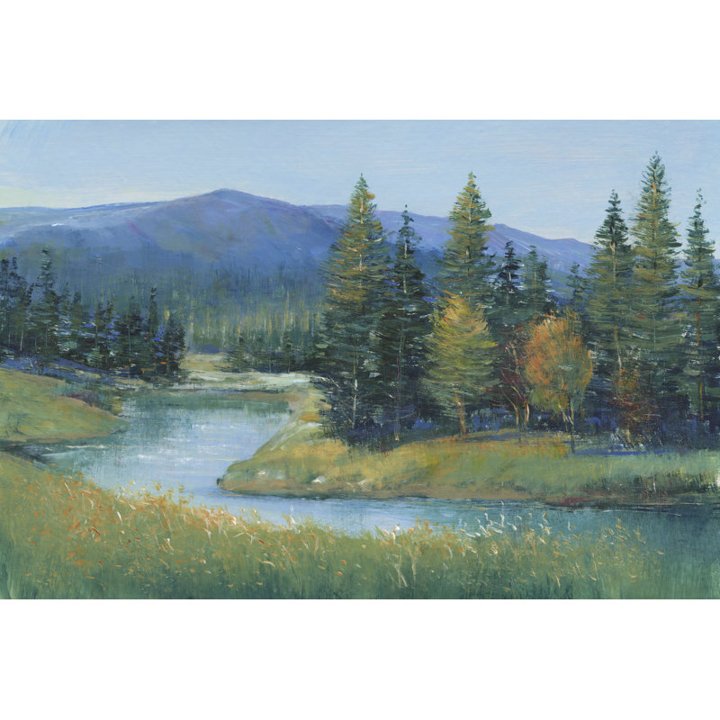 «Trout Stream II» par Timothy O 'Toole - peinture sur toile tendue, H 32 po x l 48 po, Toile tendue, Sans cadre