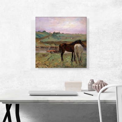 " Horses In A Meadow " by Edgar Degas Painting Print