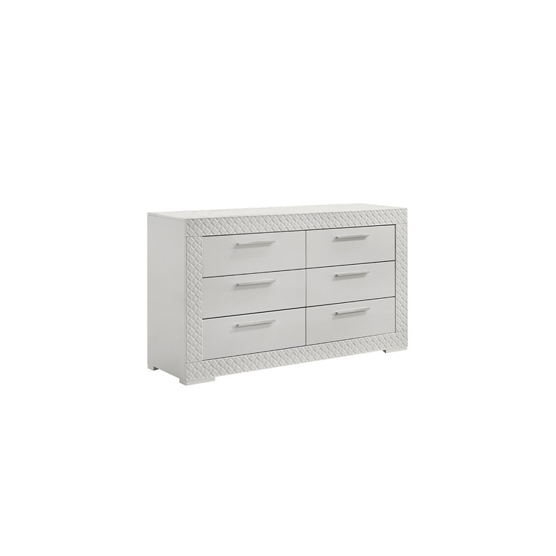 Blanca Modern Style 6- Drawer Dresser Made with Wood in White
