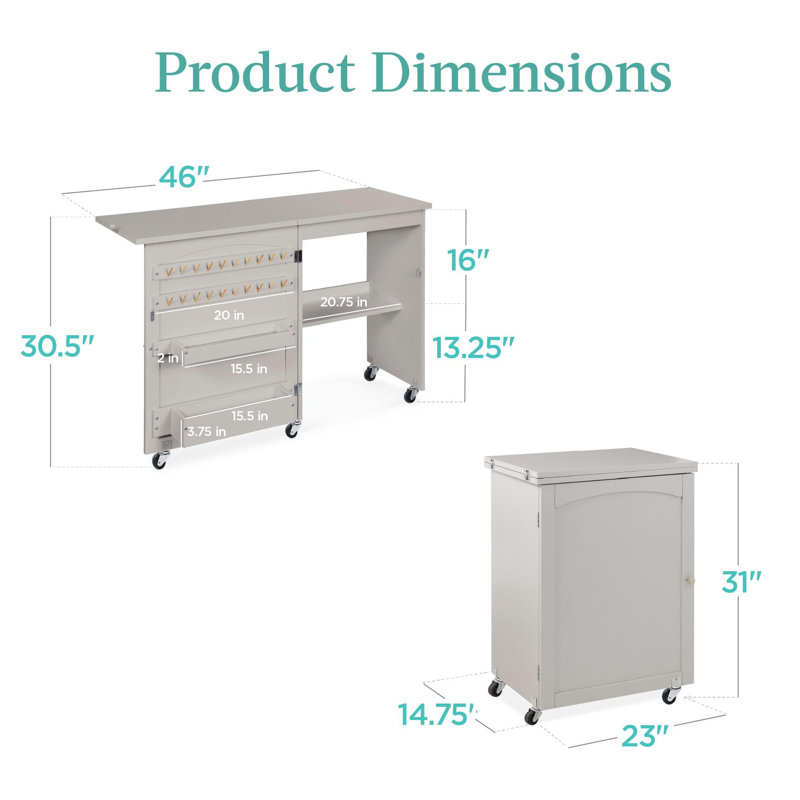 Table de couture pliante multifonctionnelle et table d'appoint, Gris