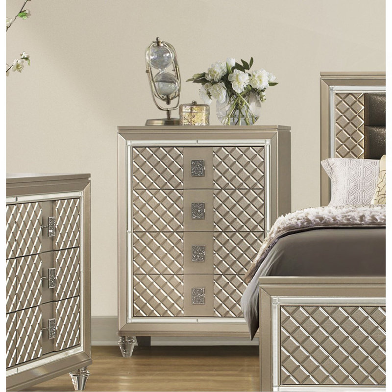 Glacieuse commode 1 pièce 4 tiroirs pieds de luxe en acrylique