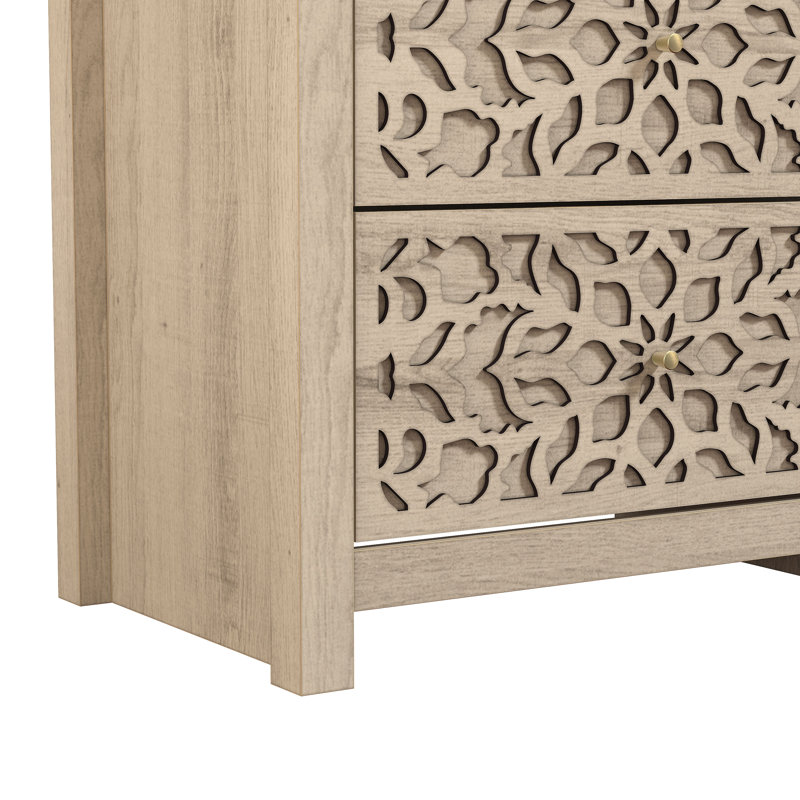 Commode double 6 tiroirs L 45,4 po Lukasik, Chêne d'Oslo