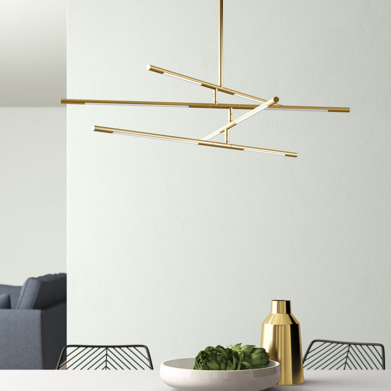 8 - Light Geometric LED Chandelier, Gold