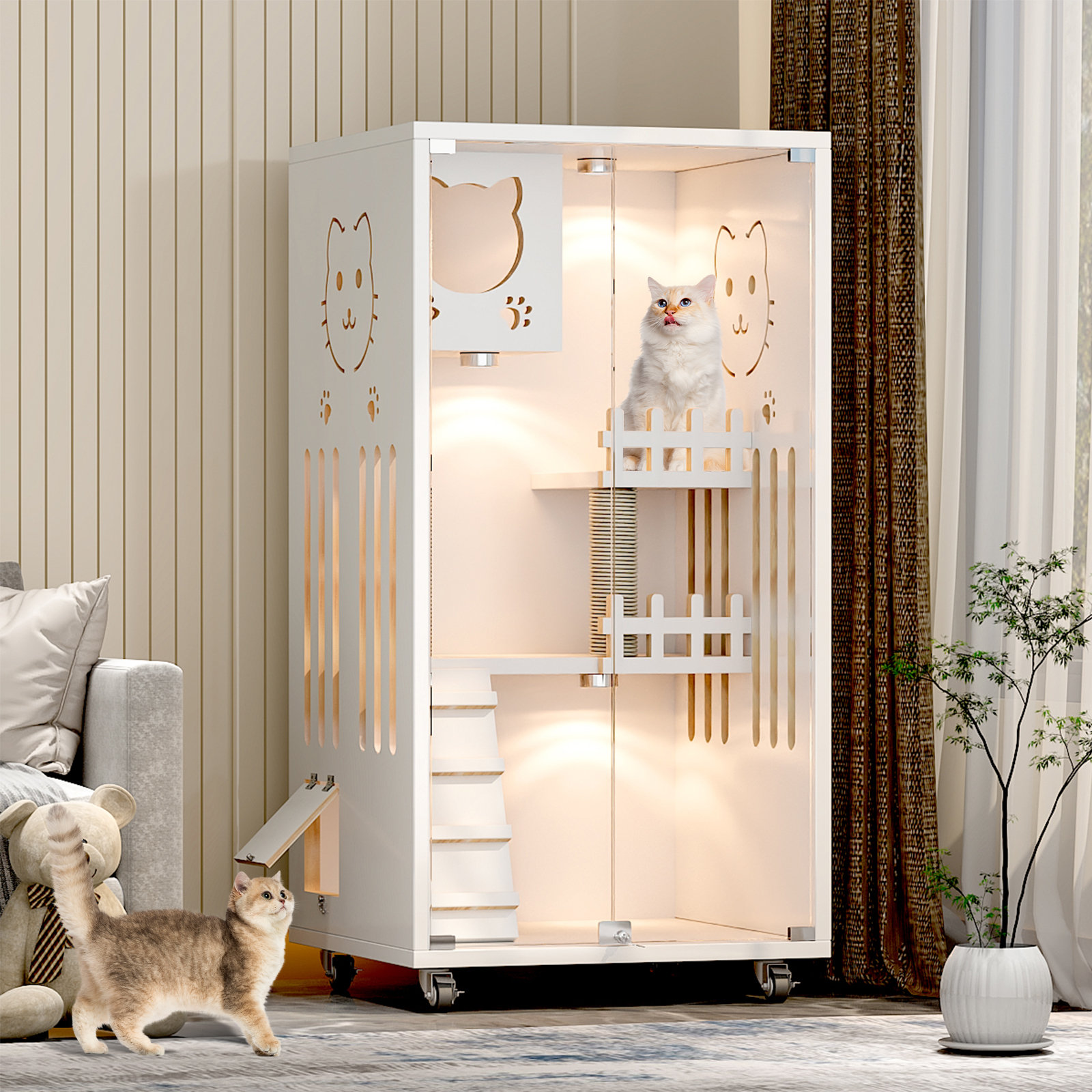 Tucker Murphy Pet™ Wooden Cat Villa, Medium Cat Enclosure, Indoor