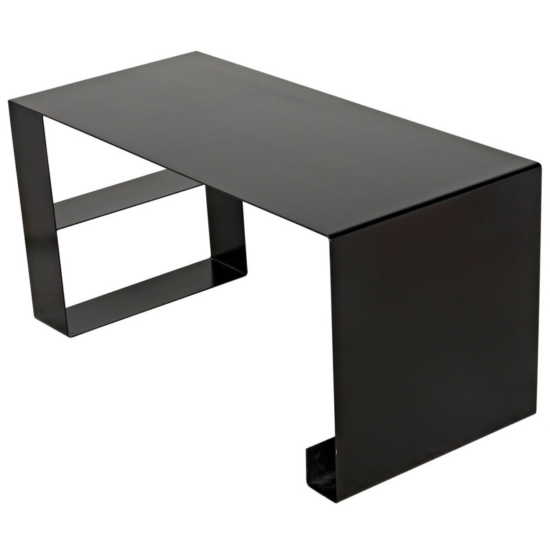 Noir Rustic Charm 60" Black Wood & Metal Writing Desk