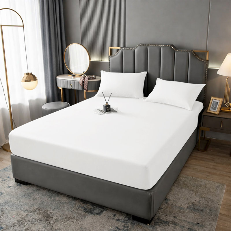 Aspire Homeware Premium 25cm Deep Fitted Sheet for Stylish and Comfortable Bedding, Double (4'6), White