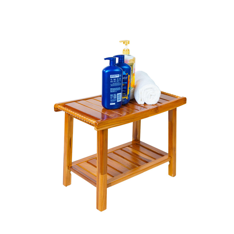 Teak Shower Bench with Handles, Natural