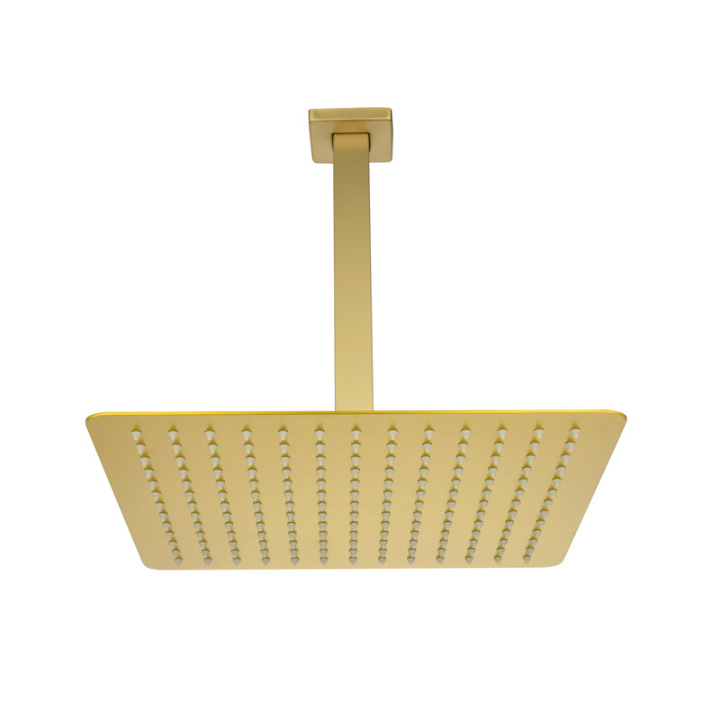 Brushed Gold Rainfall Showerhead - Stainless Steel For Bathroom 12X12 In High Water Saver With Clean Nozzle Saving Self-Cleaning Trait