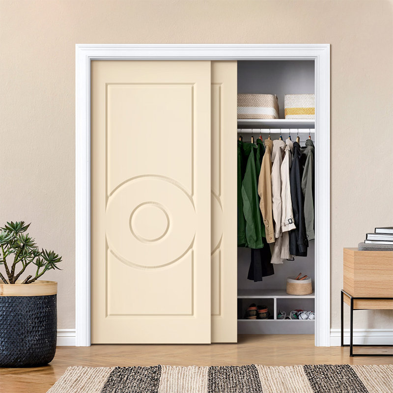 Portes de placard coulissantes à panneaux, Beige, 48 po x 84 po