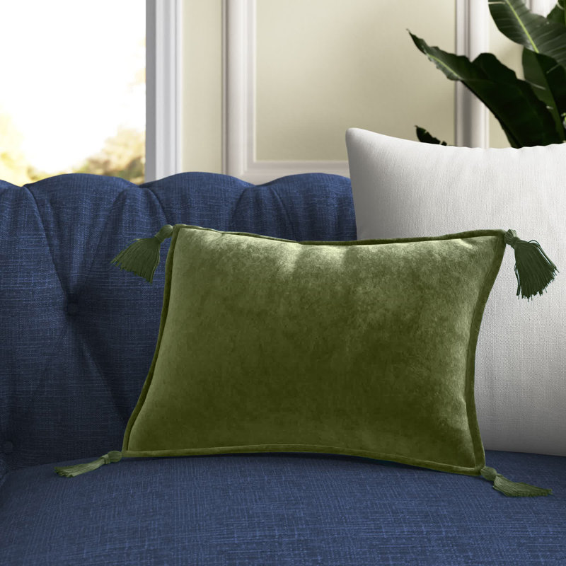 Housse et insert de coussin rectangulaire 100% coton Norwin, Vert gazon, Housse de coussin seulement - sans coussin