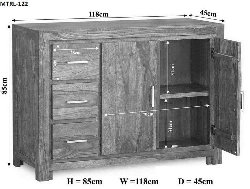 Metro Life 118cm Solid Wood Sideboard