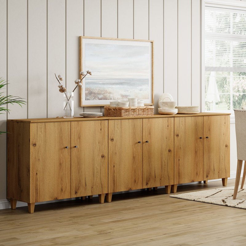 Lysiane 6-Door Buffet Cabinet Sideboard For Kitchen Dining Room, Brown