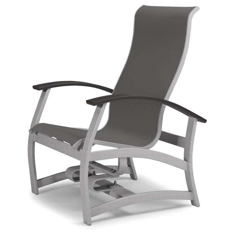 Askar Swivel Powder Coated Aluminum Outdoor Lounge Chair, Classic Graphite P30, Titanium Sunbrella®, Textured Silver
