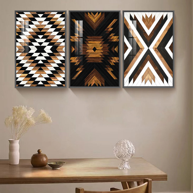 Ensemble de 3 impressions sur toile encadrées, Cadre noir, L 17 po x H 37 po