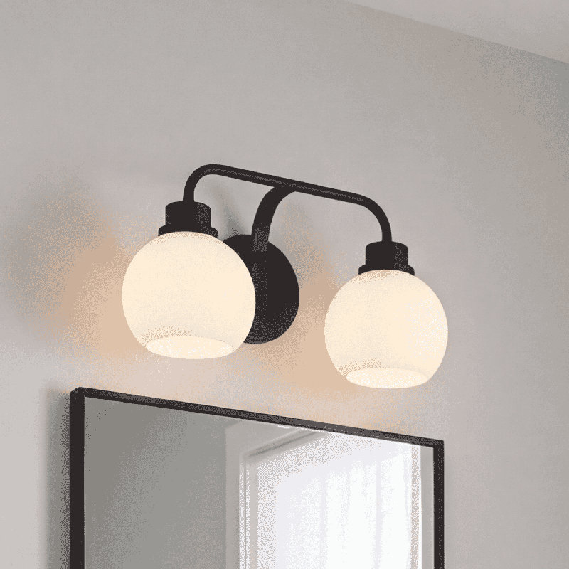 Volnak 2-Light Bathroom Vanity Light in Matte Black, Matte Black