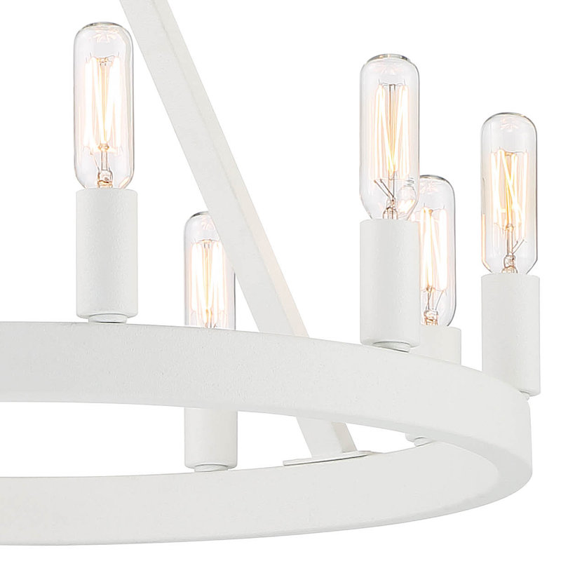 Scherman 10 - Light Dimmable Wagon Wheel Chandelier, Matte White