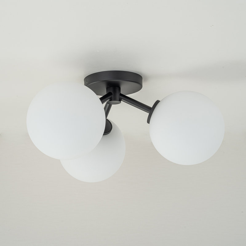 Plafonnier semi-encastré Pritee, Noir, Blanc, 9.64" H x 23.6" W x 23.6" D