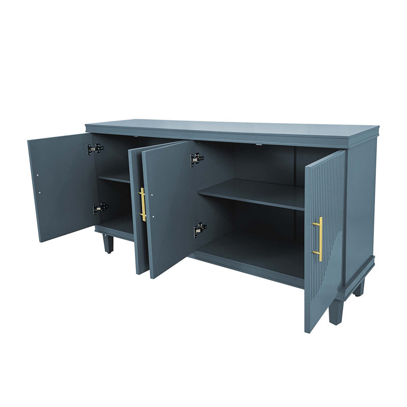 Grande armoire à 4 portes, Bleu, 32.28" H x 70.07" W x 15.75" D