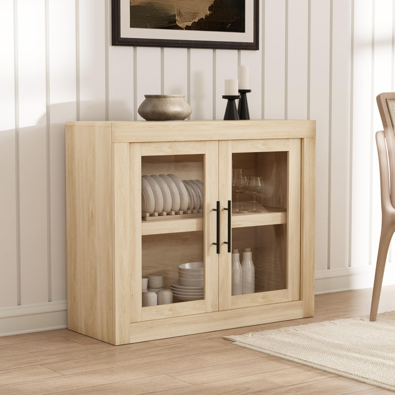 Buffet Farmhouse Modern à 2 ou 4 portes, console de rangement en bois, bar à café multifonctionnel