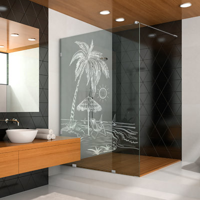 29-1/2 In W x 75 In H Modern Luxury Tempered Glass Shower Screen