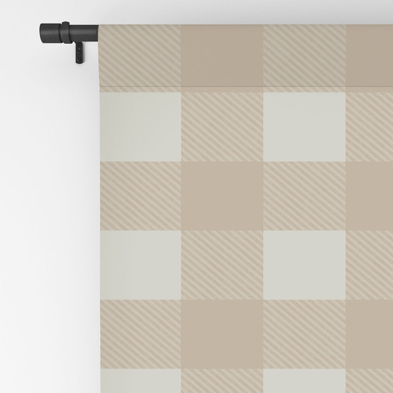 Alisa Galitsyna Gingham Cloth Beige Checks 1pc Blackout Window Curtain Panel, 50" W x 96" L