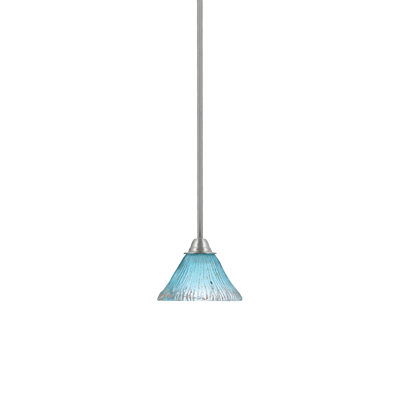 Luminaire suspendu Paramount, fini nickel brossé et verre cristal sarcelle de 7 po