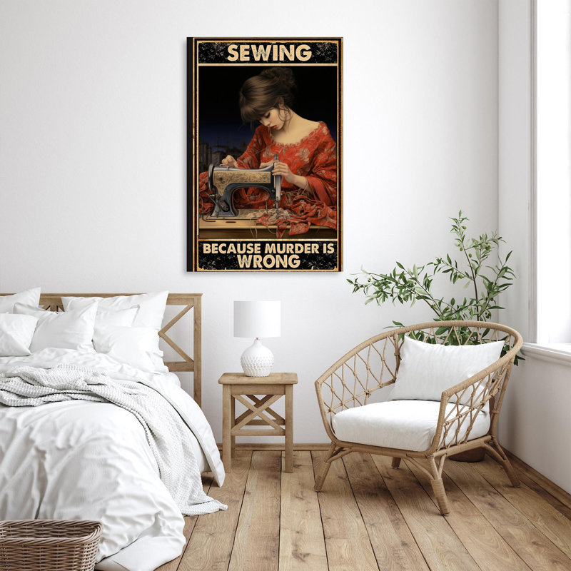 «Maici Woman Sewing 1 - 1 Pièce», reproduction d'art graphique sur toile tendue, L 11 po x H 14 po