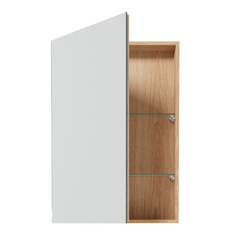 17'' W Mirrored Medicine Cabinet, Natural Oak