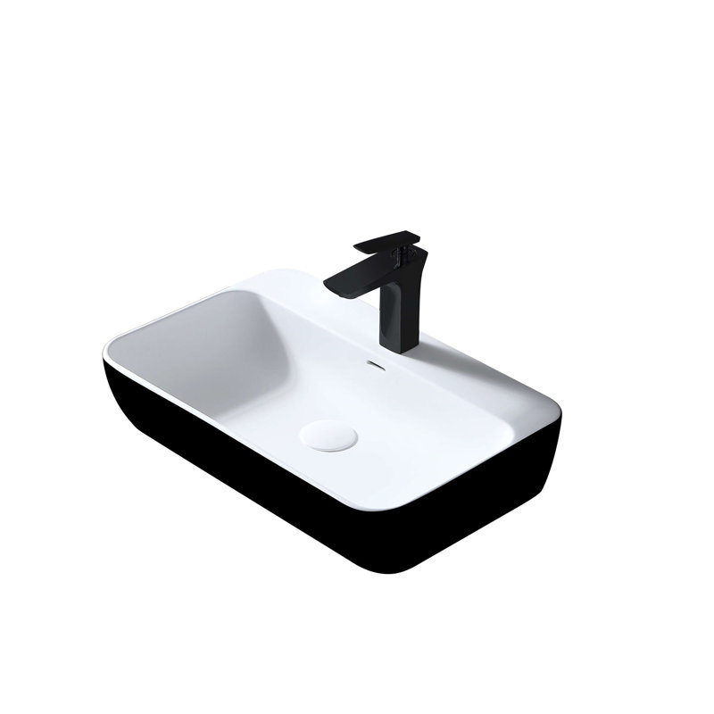 AGUA CANADA Falcon 15.75'' Black Solid Surface Rectangular Bathroom Sink