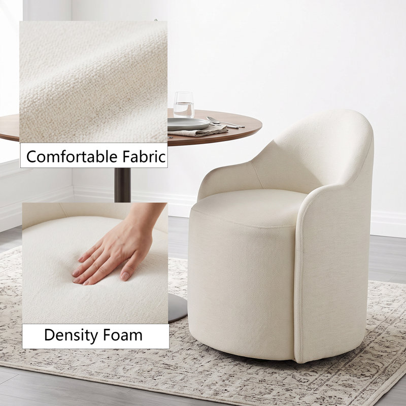 Upholstered Dining Chairs with Hidden Casters, Linen